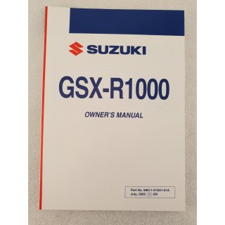 Suzuki Fahrerhandbuch GSX-R1000, englisch (99011-41G51-01A)